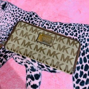 Michael Kors Beige and Brown Signature‎ Wallet